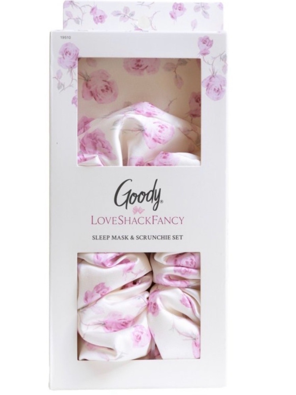 LoveShackFancy x Target Goody ribbon Rosa eye mask+scrunchie 2CT Sterling dusk - Picture 2 of 2